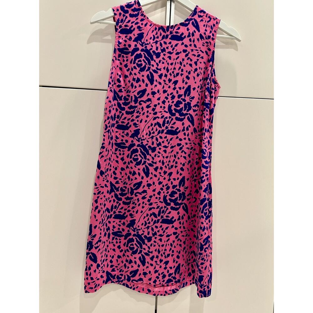 Paul Frank Y2k Silk dress leopard print size small Pink Navy Blue